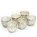 Hosley Set of 6 Metallic Antique Silver LED Glass Votive Tealight Candle Holder 2.75 Inch Diameter Ideal for Bridal Weddings Parties Special Events Spa Settings and Aromatherapy Mini Flower Pot O4 primary