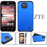 ZTE Maven Case, ZTE Overture 2 Case, ZTE Fanfare Case, Luxca (Tm) Hybrid Heavy Duty Rugged Impact Advanced Armor Soft Silicone Cover Hard Snap On Astronoot Case (Blue)