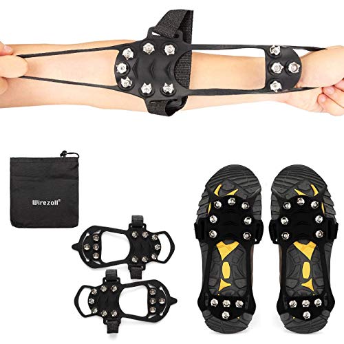 Wirezoll Ice Cleats, Stainless Steel Traction Cleats, Portable Walk Spikes Crampons for Walking, Jogging, Hiking, Mountaineering Ice Snow Grips - Thumbnail 3