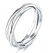 BORUO 925 Sterling Silver Ring, Fidget Ring Anxiety Ring, Triple Row Rolling Interlocking Stacking Rings, High Polish Rings for Women, Men Each Band Width 1.8mm Size 4