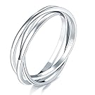 925 Sterling Silver Ring Triple Interlocked Rolling High Polish Tarnish Resistant Wedding Band Stackable Ring Size 8