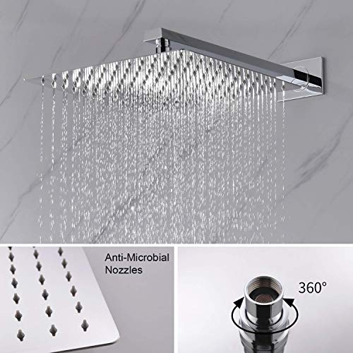 IRIBER Shower System with 12 Inch Rain Shower Head, Handheld Shower head, Shower Faucet Mixer Valve, Adjustable Height Slide Bar, Bathroom luxury Shower Set Combo Wall Mount Chrome Finish