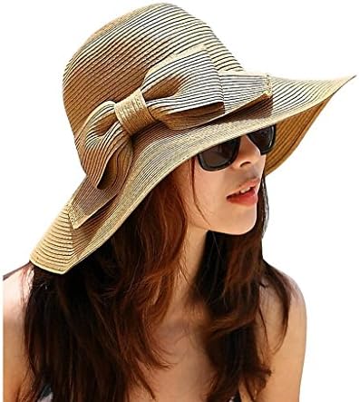 Straw Sun Hat Women Floppy Wide Brimmed Sun Visor Summer Beach Sun Hat UPF 50+ Korean Style