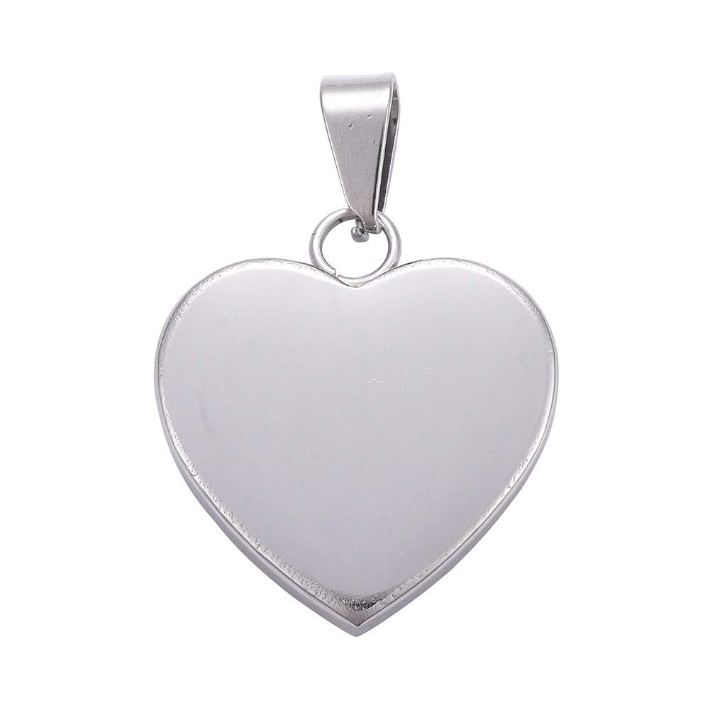 Airssory 10 Pcs 304 Stainless Steel Heart Shape Charm Blank Thick Tags Pendants for Valentine Gift Women Necklace Jewellery Accessories Making DIY Material 23mm (0.91 Inch)