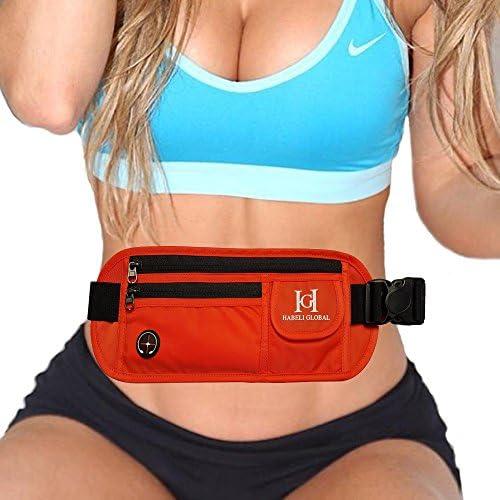 Premium Quality Runing belt and Travel Money Belt - Adjustable Running Waist Pack- Fits All Size Phones Passport Money And More, Perfect for Running, Travel, Fitness, Hiking (Orange)