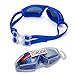 GAOGE Swimming Goggles No Leaking Anti Fog UV Protection Clear Triathlon Swim Goggles with Free Nose Clip, Ear Plugs Protection Case for Adult Men Women Youth Kids Child, Blue
