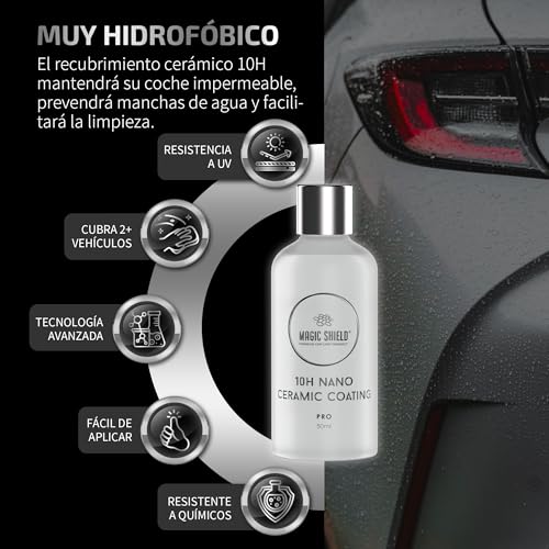 Magic Shield Recubrimiento Cerámico PRO 10H - Auto Reparador | Protección Avanzada SiO2 Duradera | Aplicación Fácil | Brillo Intenso | Ideal para Autos, Motos, RVs y Barcos