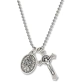 Caritas et Fides Catholic Necklace St Benedict Crucifix and Miraculous Medal Hypoallergenic Necklace on 24" Ball Chain - Jesus Mary Chain Catholic Necklace for Men, Women, Adults