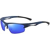 TICHSYGIA Cycling Sun Glasses Polarized Sports Sunglasses for Men,Wrap Around UV400 Protection for Fishing Driving