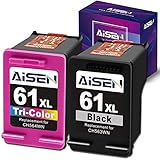 AISEN Remanufactured HP Ink Cartridge 61 Replacement for HP 61XL 61 XL Used in Envy 4500 5530 5535 Deskjet 1000 1056 1510 1512 1010 1055 2540 2542 3050 3510 3050A Officejet 2620 (1 Black 1 Tri-Color)