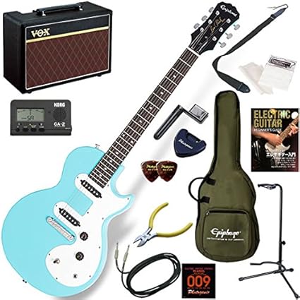 Amazon Epiphone エレキギター 初心者 入門 丸みを帯びたかわいいデザインのレスポール 人気のvox Pathfinder10が入った本格14点セット Les Paul Sl Pcb パシフィックブルー エレキギターセット 楽器