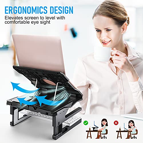 Laptop Stand for Desk Adjustable Height, 2Layer Laptop Riser with 360 Swivel Base, Portable