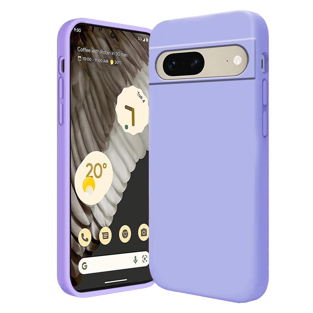 Compatible With Google Pixel 7A Case Silicone, Ultra Slim Soft Google Pixel 7A Phone Case Shockproof Anti-Scratch with Microfiber Lining Protective Cases Cover (Light purple)