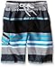 Kanu Surf Little Boys' Optic Quick Dry Beach Swim Trunk, Black/Aqua, Medium (5/6)
