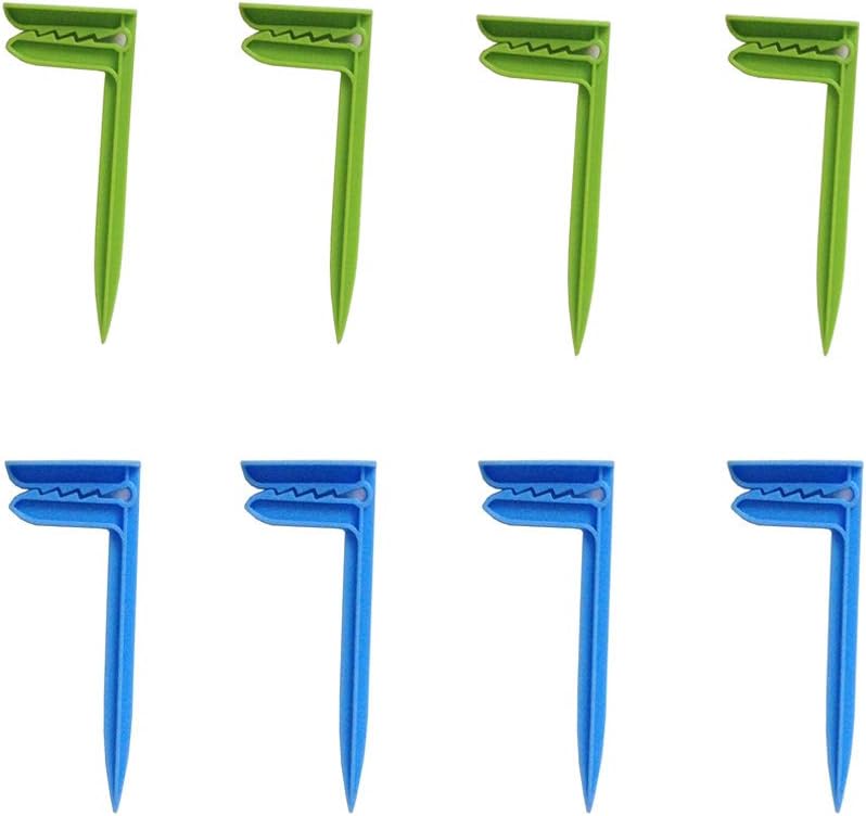 Yeelan 8pcs Beach Towel Clips Blanket Picnic Fasten Pegs Set for Camping Travel & Beach Day (green + blue)