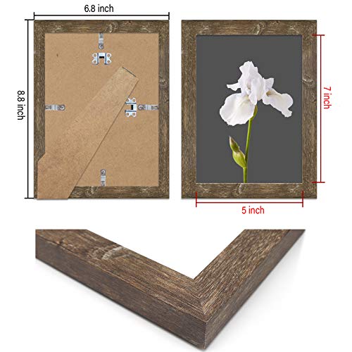 CKCY 5X7 Picture Frames, Rustic Poster Frames 5 x 7, Photo Frame with HD Plexiglass Front and Vintage Brown Frame, 5 by 7 Decorate Hunging Frame for Wall & Table, 4 Pack