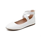 DREAM PAIRS Women's Comfortable Fashion Elastic Ankle Straps Flats Shoes