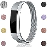 Maledan For Fitbit Alta/Alta HR and Fitbit Ace Bands, Stainless Steel Milanese Loop Metal Replacement Accessories Bracelet Strap with Magnet Lock for Fitbit Alta/Alta HR/Ace Silver Large
