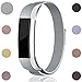 For Fitbit Alta HR and Alta Bands, Maledan Stainless Steel Milanese Loop Metal Replacement Accessories Bracelet Strap with Unique Magnet Lock for Fitbit Alta HR and Alta Silver Large