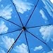 Folding Umbrella, EplayTek Blue Sky White Clouds Anti-UV Protection Layer Windproof & Waterproof Umbrella for Sunny, Rainy or Snowy Weather Lightweight & Portable for Travel (Black)