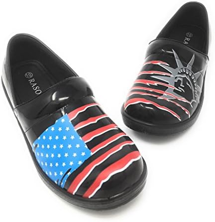 Rasolli Women's Professional Closed Back Clogs, Liberty Flag, Size 7.5
