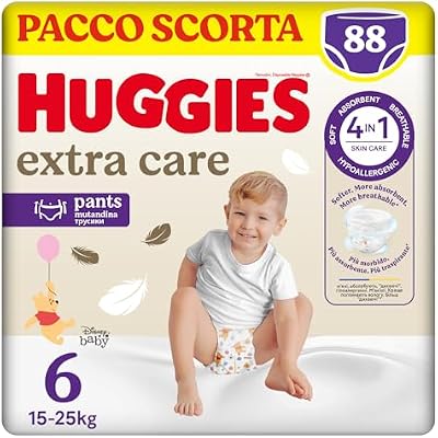 Extra Care, Pannolini Taglia 6 (15-25 Kg), Mutandina traspirante, Design Winnie The Pooh, Pacco Scorta, 88 Pz