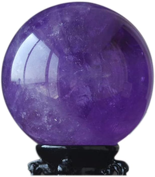 FENGJJ Natural Amethyst 30-80mm Polished Crystal Sphere Ball Metaphysical Healing Mineral Feng Shui Chakra Aura Balance Stone,6CM