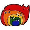 Rainbow Pride Cat Enamel Pin Brooch in LGBT Progress Flag Colors - Subtle Pride Jewelry Gift