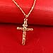 Solid Cross Jesus Pendant 24k Gold Plated Necklace Crucifix Cross Necklace Pendant for Mens Womens