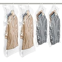 TAILI Hanging Vacuum Space Saver Bags for Clothes, Set of 4 (2 Long 53x27.6 inch, 2 Short 41.3x27.6 inch), Vacuum Seal Storage Bag Clear Bags for Suits, Dress or Jackets, Closet Organizer