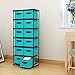 Function Home 12-Drawer Chest, 6 Tier Storage Organizer Tower, Metal Shelf with 12 Removable Fabric Bins, Ideal for Home Office Dorm Bedroom, Turquoise