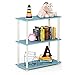 Furinno TURN-N-TUBE Storage Shelves, 3-Tier Book Shelf, Corner Shelf, Toolless Open Shelves, for Organization and Storage, Living Room, Garage, Home Office, Light Blue