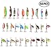 30PCS Metal Fishing Lures with Treble Hooks by LotFancy - Assorted Inline Spinner Baits & Spoons for Bass Salmon Trout Freshwater