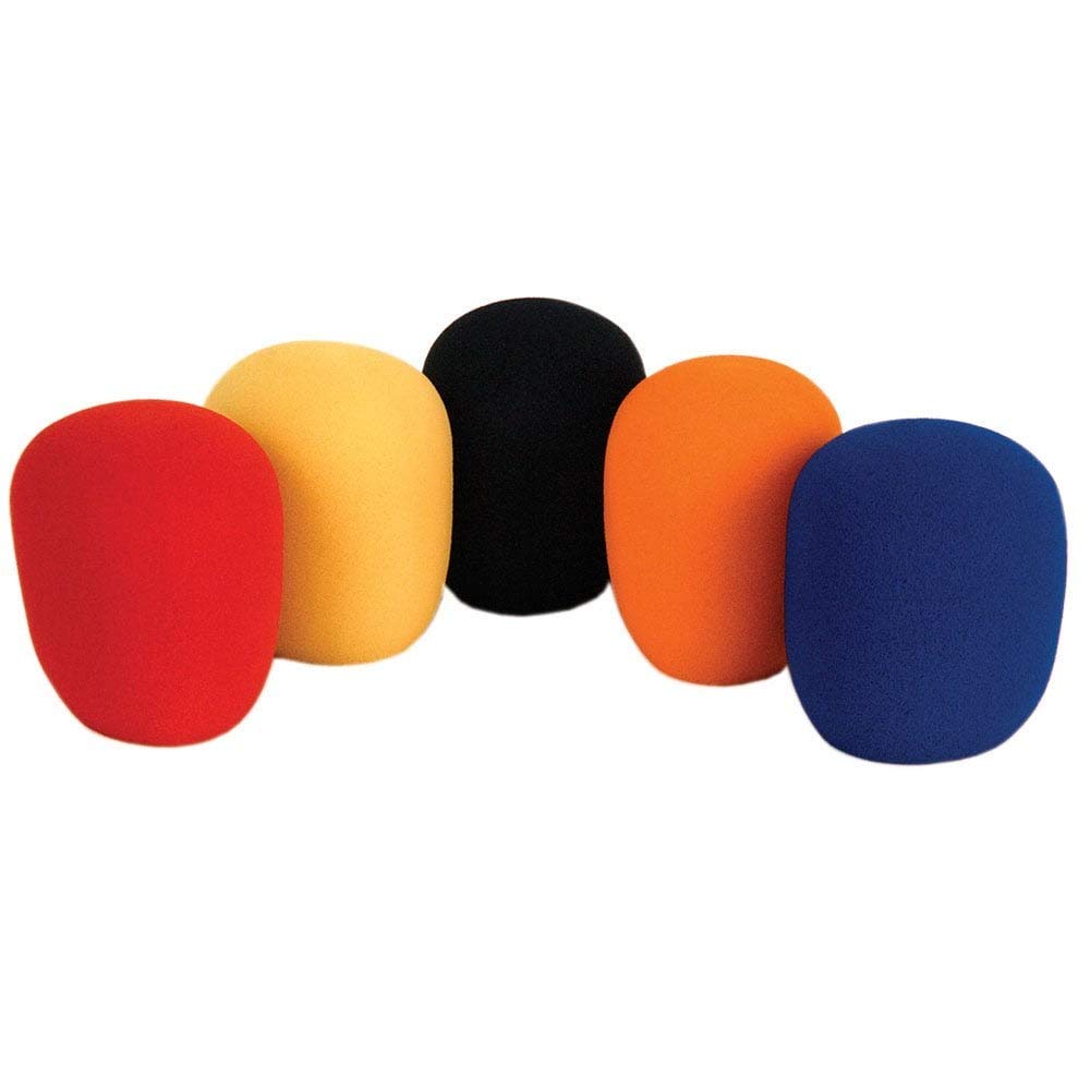 PULSE Microphone Foam Windshields – 5 Pack Multicolour | Fits Standard Handheld Mics | Reduces Pop & Wind Noise – MWS-5PK
