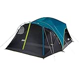 Coleman 8-Person Carlsbad Dark Room Dome Camping Tent with Screen Room, 2 Rooms, Blue