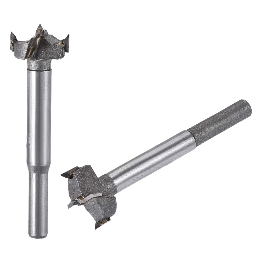 sourcing map Forstner Wood Boring Drill Bits 21mm 22mm Dia. Hole Saw Carbide Alloy Steel Tip Round Shank Cutting for Hinge Plywood Wood Tool 2in1 Set