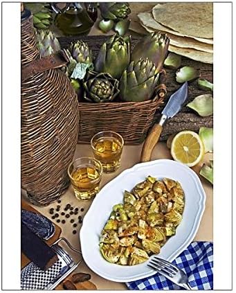 10x8 Print of Artichokes and bottarga (botargo) (cured fish roe), a Mediterranean delicacy (3766563)