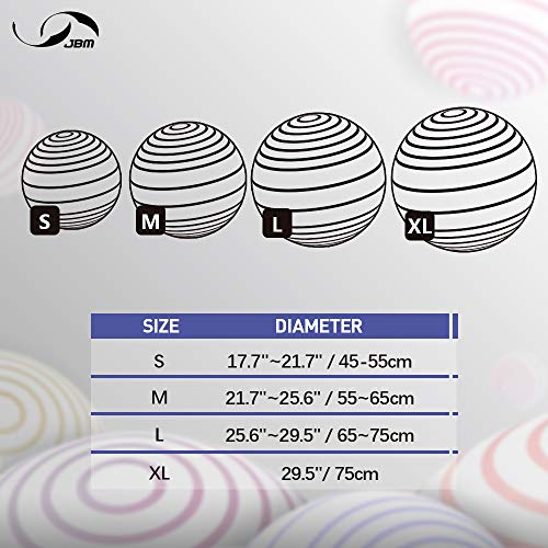 image for JBM Exercise Yoga Ball with Free Air Pump (4 Sizes 5 Colors) 400 lbs A