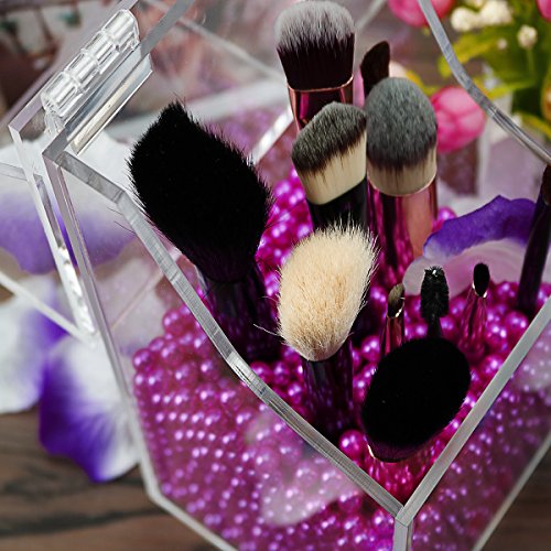 Clear Cosmetic Brush Organizer,Acrylic Brush Holder with Lid,Dustproof