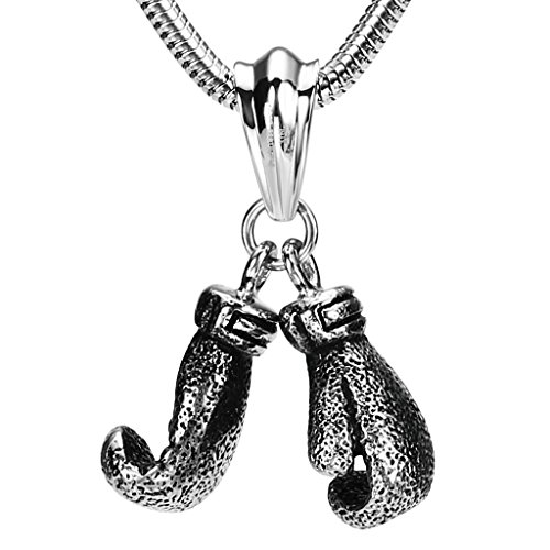 Men's Stainless Steel Boxing Gloves Silver Fashion Pendant Necklace 1.6x2.1CM