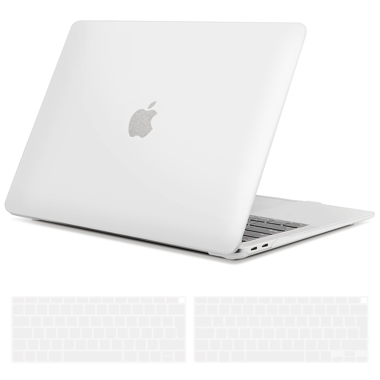 TECOOL Case Compatible with MacBook Air 13 inch M1 A2337 A2179 A1932 Touch ID, 2020 2019 2018 Release, Ultra Slim Plastic Hard Shell & UK EU Keyboard Cover, Soft-Touch Finish, Frost