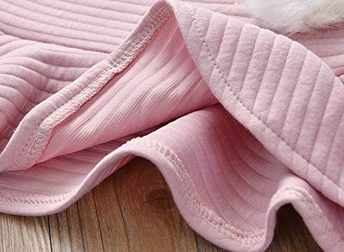 Kehen Kids Toddle Girls Autumn Winter Party Clothes Warm Long Sleeve Solid Lace Swing Dress Sweatshirt with Pocket Pink 5T