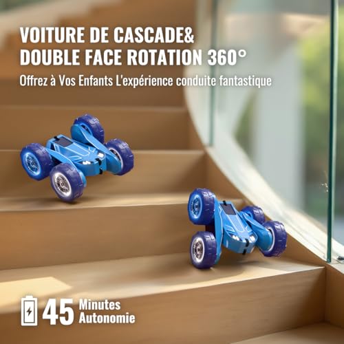MaxTronic Exclusive Double Direct Charging Remote Control Car with Adjustable LED 360° Stunt 15km/h Off-Road RC Toy Party Gift for 3-12 Years Boy Girl