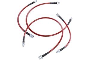 MORAKOT RACING Compatible/Replacement For 2004-2010 BMW 525i 528i 530i 535i 550i M5 E60/E63/E64 Stainless Steel Braided Cable Front & Rear Cable Oil Brake Line Kit Silver/Red