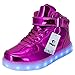 TUTUYU Kids 11 Colors LED Light Up Shoes High Top Fashion Flashing Sneakers Purple 34