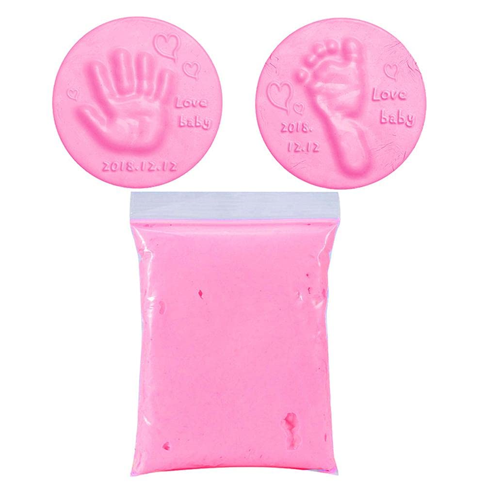 Stylebest Baby Handprint Footprint Keepsake Kit - DIY Baby Care Hand Foot Inkpad Handprint Footprint Fingerprint Soft Clay Fluffy Foam Supplies for Children,Pink