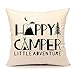4TH Emotion Happy Camper Throw Pillow Case Cushion Cover Cotton Linen 18 x 18 Inch
