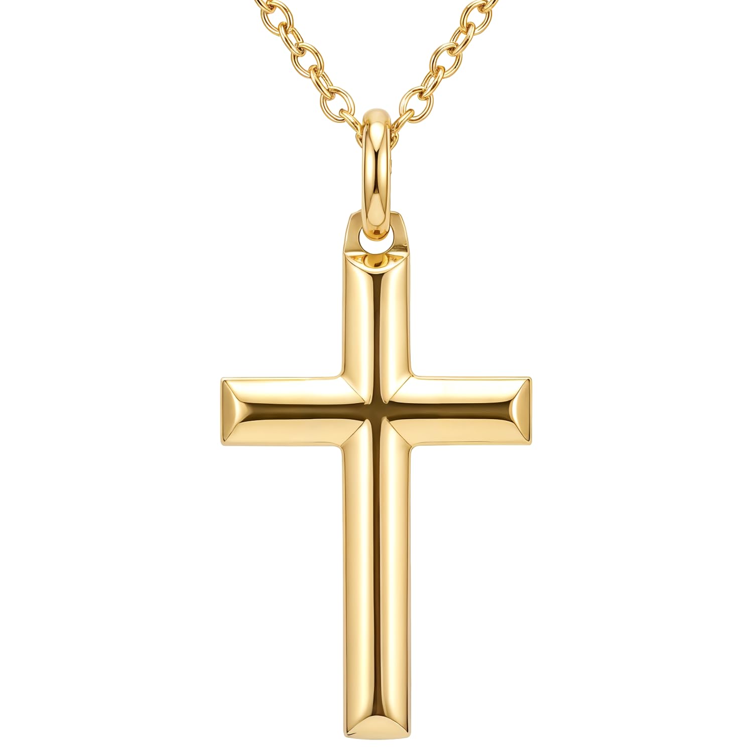 Alexander Castle Plain Solid 9ct Gold Cross Necklace for Women - Cross Necklace Pendant with 18" 9ct Gold Chain & Jewellery Gift Box - 17mm x 10mm