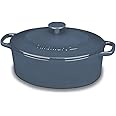 Cuisinart Chef's Classic Enameled Cast Iron Oval Covered Casserole (Provencial Blue, 5.5-Quart)