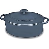 Cuisinart Chef's Classic Enameled Cast Iron Oval Covered Casserole (Provencial Blue, 5.5-Quart)